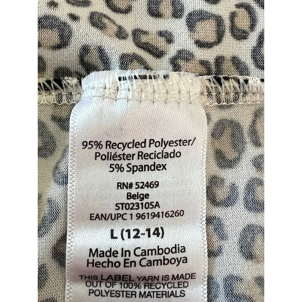 Secret Treasures‎ Womens Leopard Print Pajama Set Large Beige Short Sleeve Crop